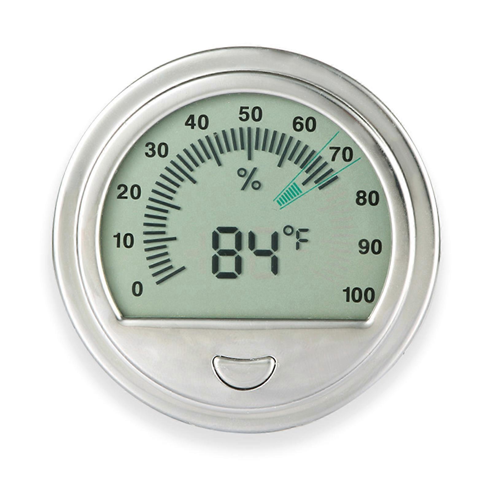 Digital Thermometer Hygrometer Humidity Meter Gauge for Cigar Temperature Range 60-90℃ Humidity Range 65-70RH 2 Colors Silver