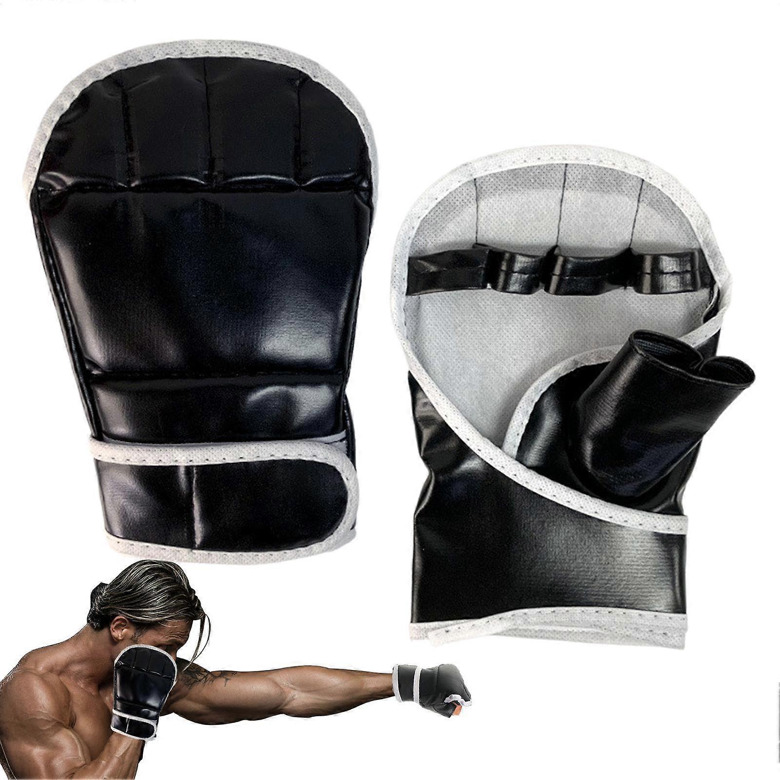 Grappling Sparring Gloves for Boxing, Half Finger Design, Open Palm, Shock Absorption, Adjustable Fit for Men and Women
