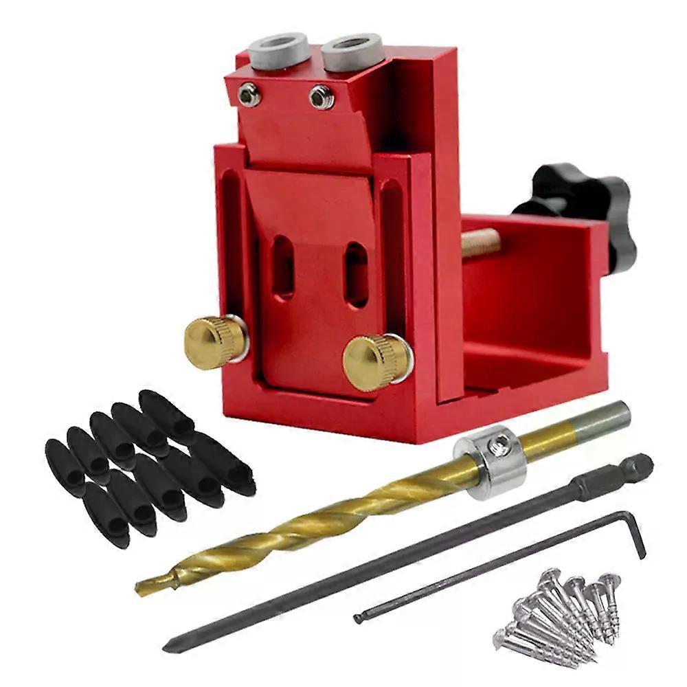 Pocket Hole Jig Two Hole Wood Jig System Kit with Drill Guide and Step Drill Bit and Wooden Plugs and Screws for Joinery Work