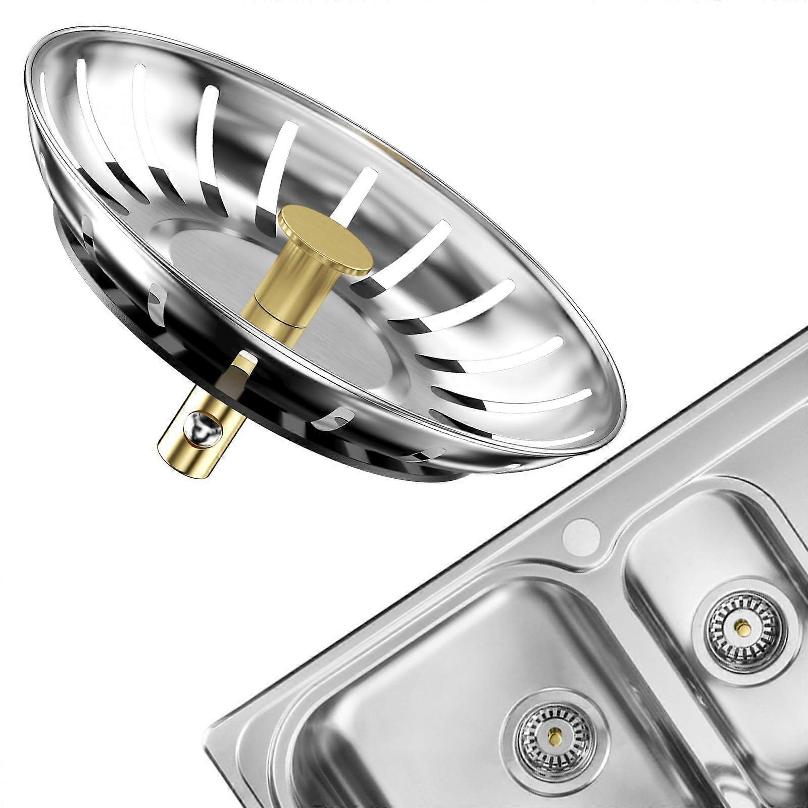 Set of 2 strainer baskets, 77 mm, stainless steel sink strainer with rubber seal