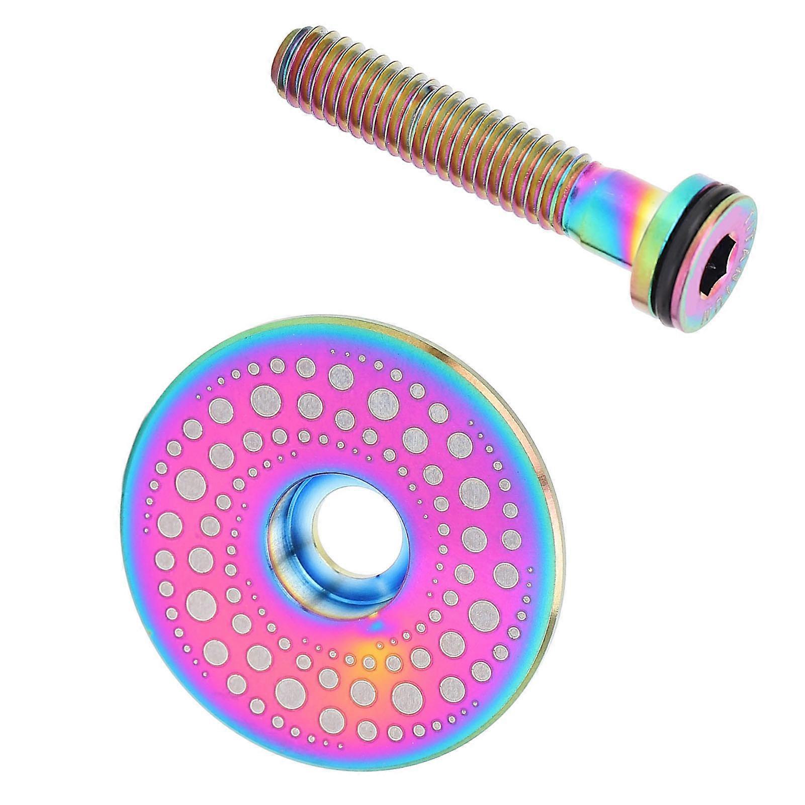 Bike Fork Cap Screw Set Ti Alloy CNC Machining 28.6mm Front Fork Cap and Screw for Cycling Colorful 