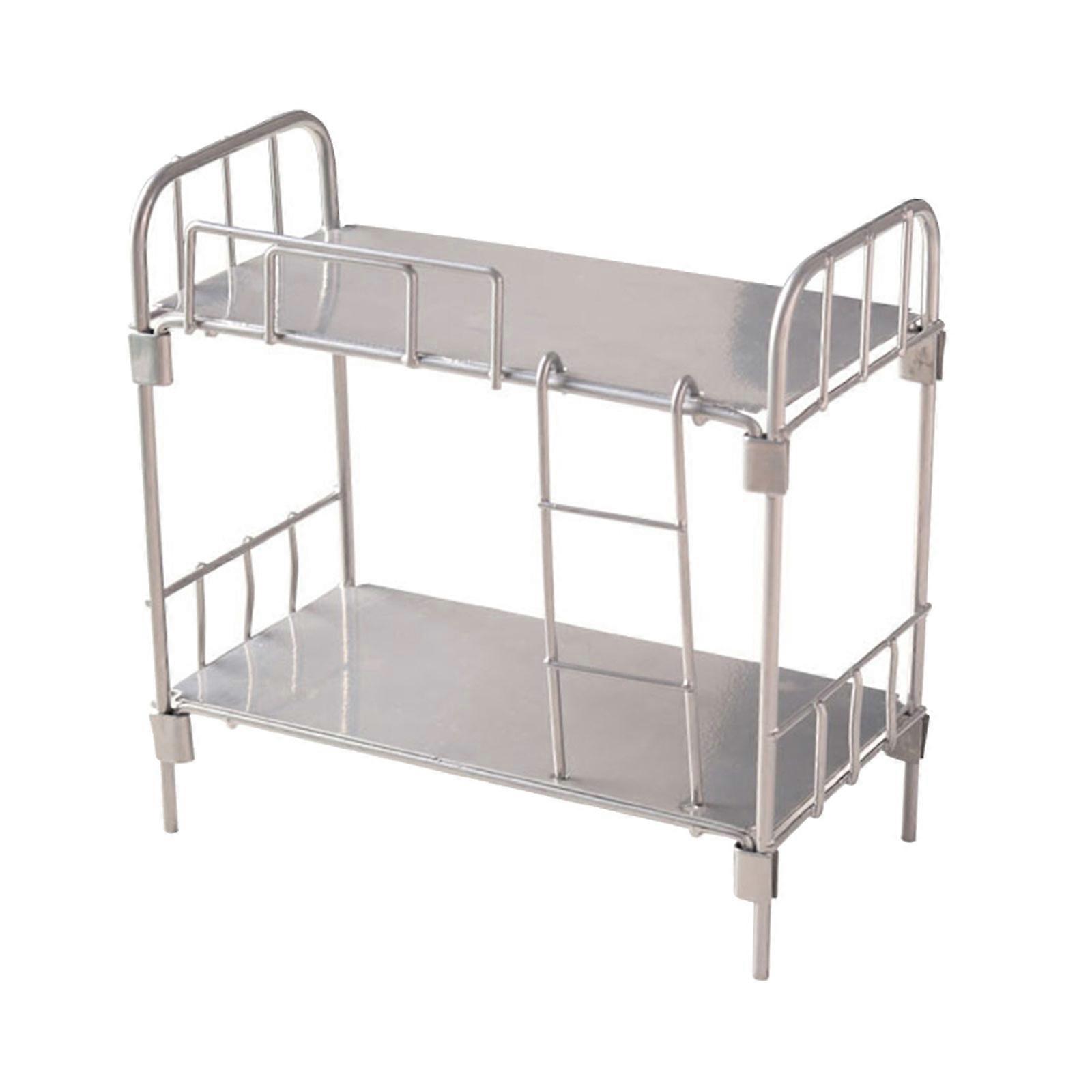 Sturdy 1/12 Scale Dollhouses Bunk Bed Miniature Furniture For Interactive Imaginative Play  Silver