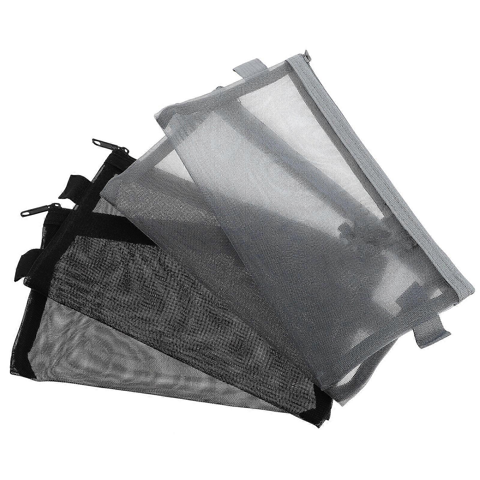 4pcs Large Capacity Mesh Zippered File Pockets Transparent Pencil Pouches for Stationery Storage Portable Scratch Resistant Design for Students and