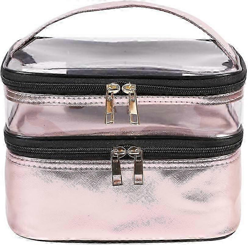 Bolsa de maquillaje de viaje de doble capa para mujer
