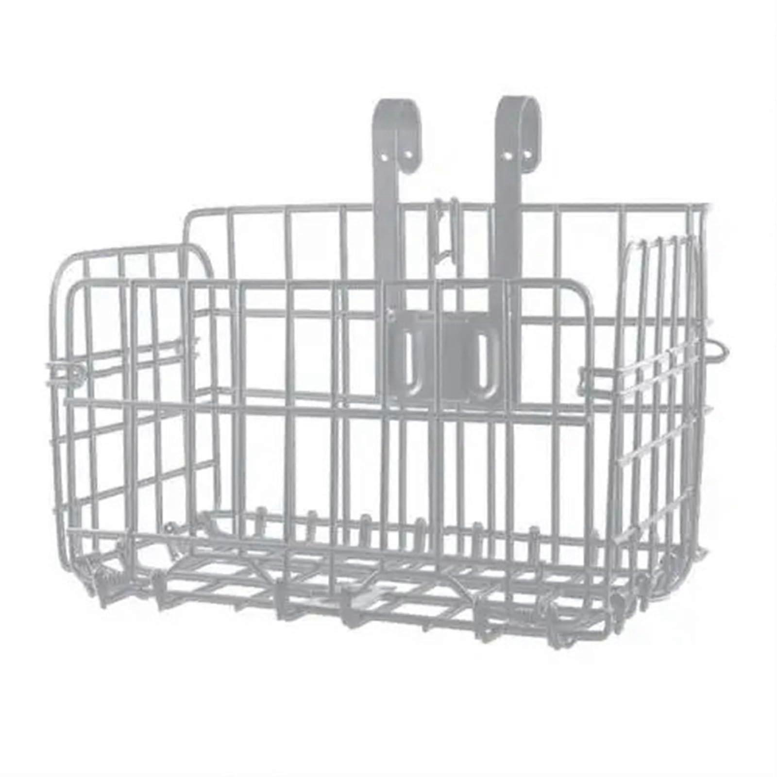 Bicycle basket rear metal bicycle front basket, foldable handlebar, thick iron bicycle container (silver)