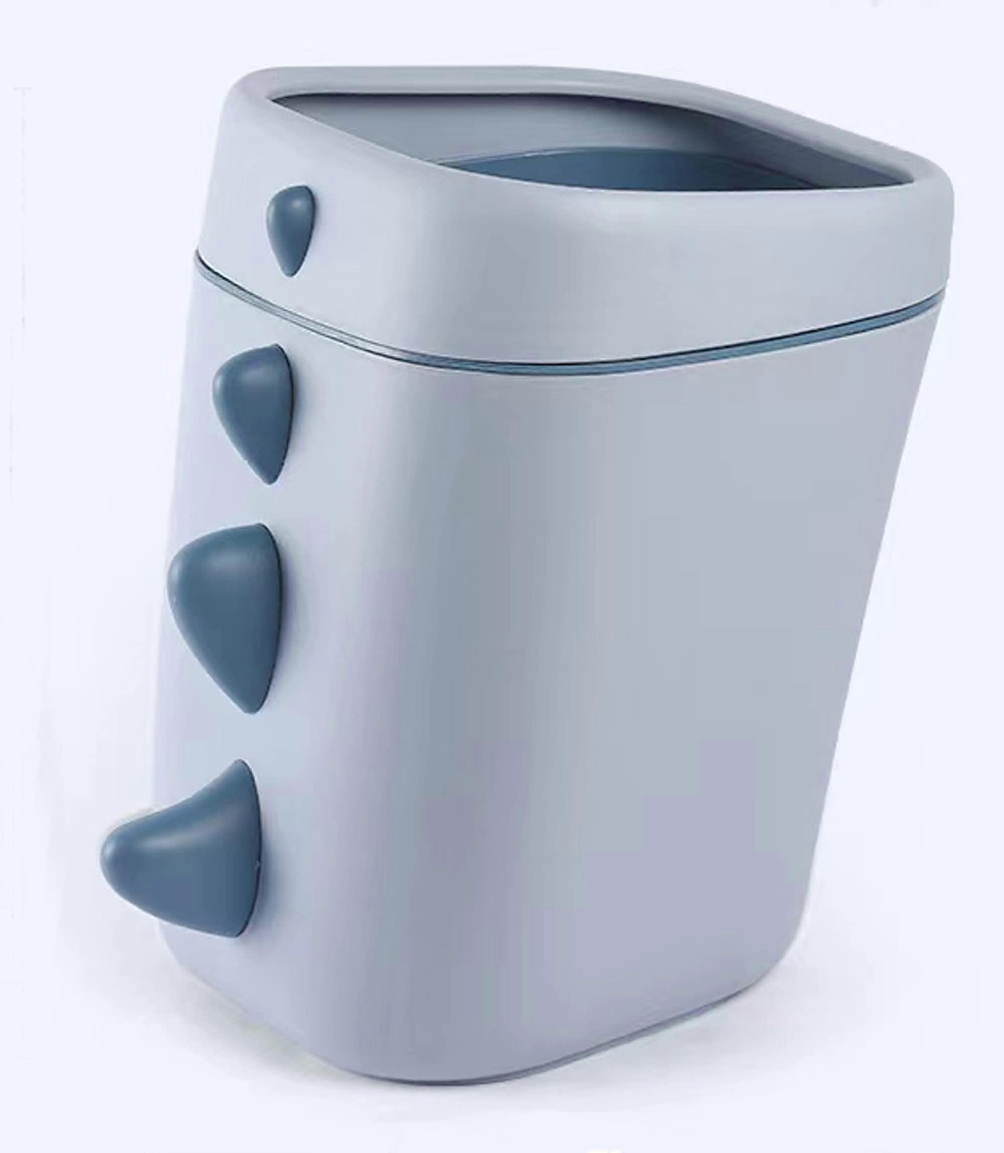 Plastic Trash Can with Pressing Ring Bedroom 12 Liter / 3.2 Gallon Garbage Can Room Garbage Can Cartoon Wastebasket Dustbin Organizer (Blue)
