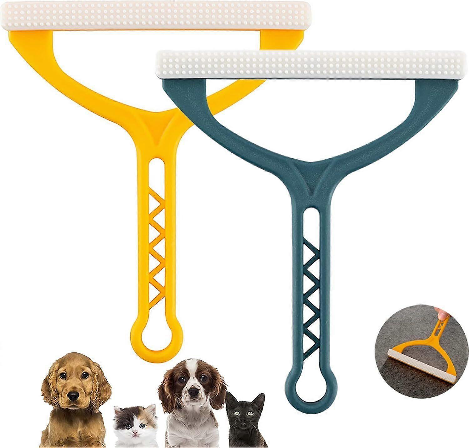 Lint Remover, Carpet Scraper, 2 PCS Portable Lint Remover Double Sided Reusable for Pet Hair, Carpets, Bed Blankets, Clothes, Knitting28x5.5x4.5cm