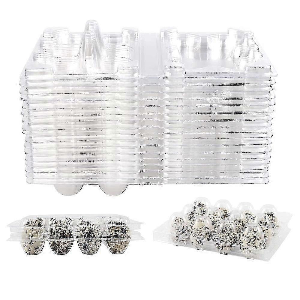 100pcs 12 Grids Quail Egg Box Reusable Egg Cartons with Lid, Transparent Mini Egg Dispenser Ideal for Refrigerator Storage