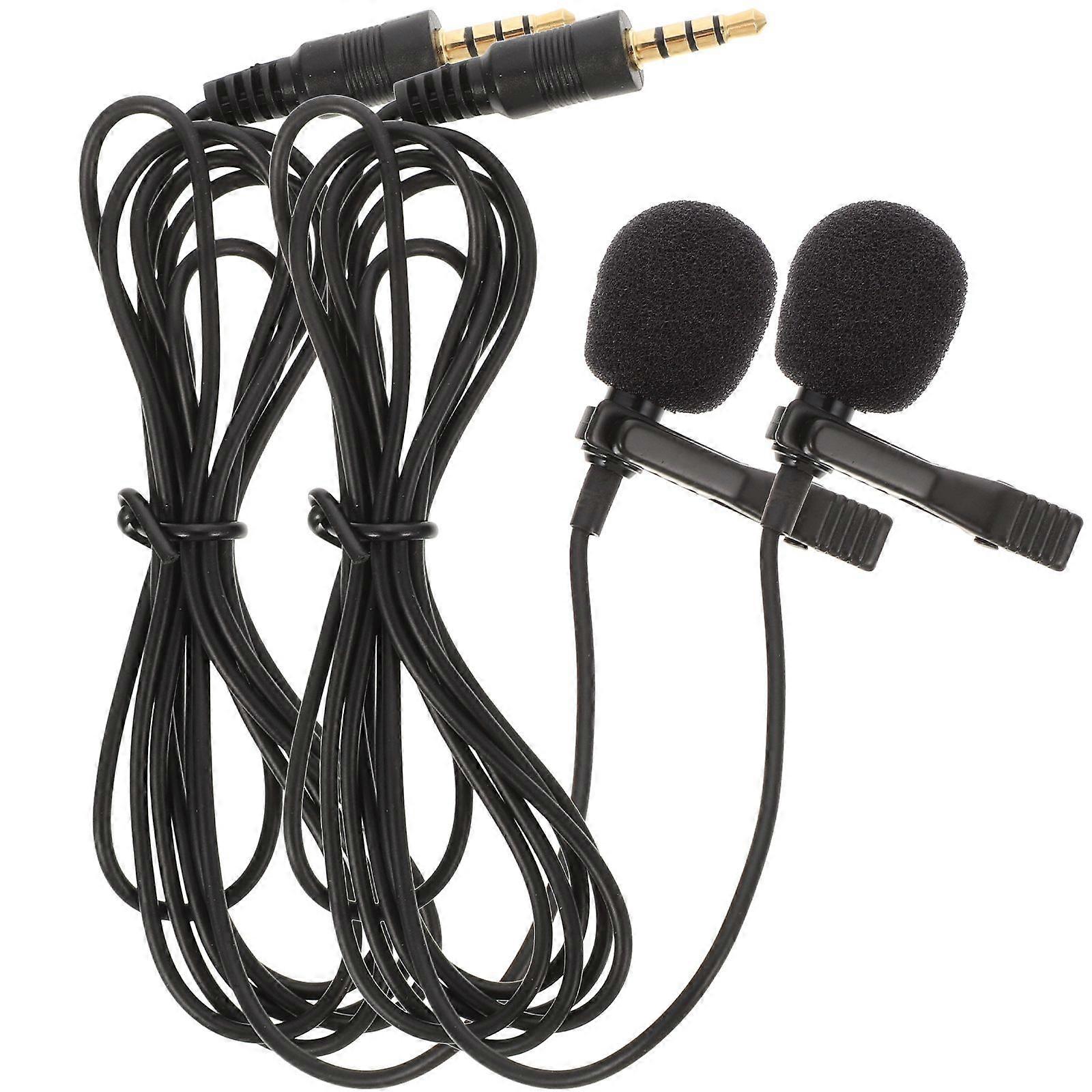 2pcs Lapel Microphone 3.5mm High Sensitivity Recording Mic For Meeting Interview