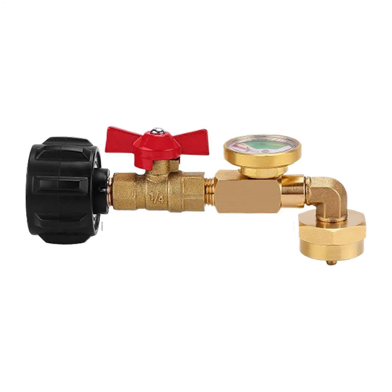 Refill Adapter 1lb to 1lb Propane Bottle Refill Tank Adapter with Pressure Gauge, Safety Valve, Multicolored Design