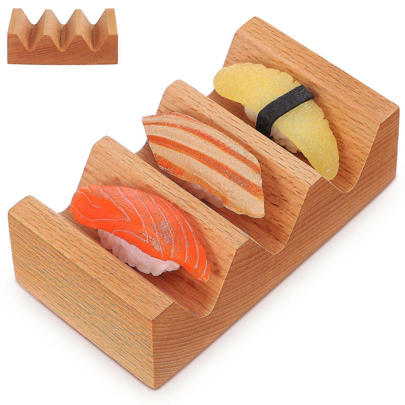 Food Bakery Display Stand Sushi Wooden Sushi Rack Elegant Design For Light Brown 13.00X7.30X4.30CM Easy to Clean 1Set