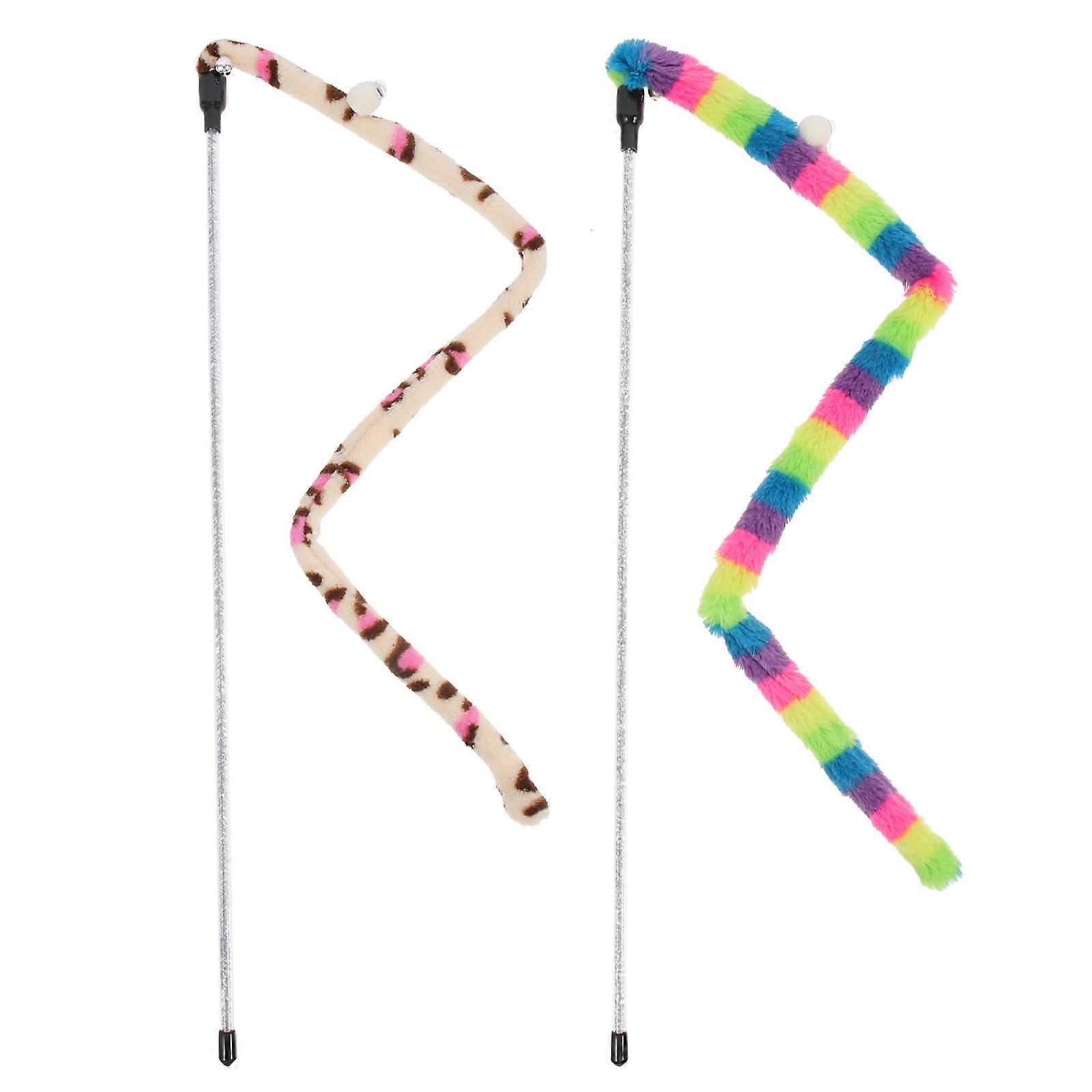 2pcs Interactive Cat Teasers Indoor Wand with Bells for Kitten Play, Safe & Practical Design to Stimulate Hunting Instincts and Keep Pets Active