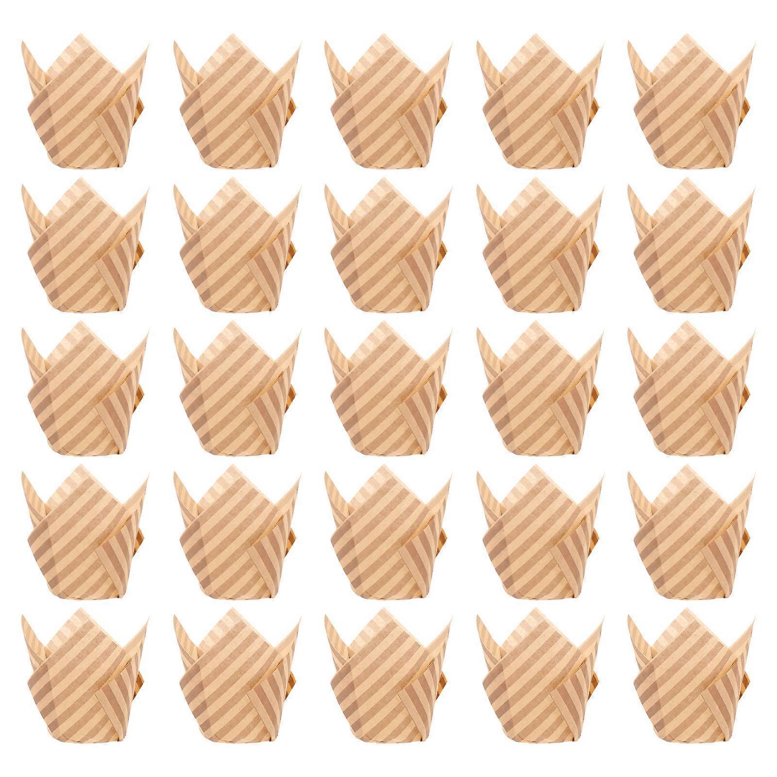 Paper Muffin Liners For Baking Supplies High Temperature Resistance Light Brown 8X8X8CM 100Pcs