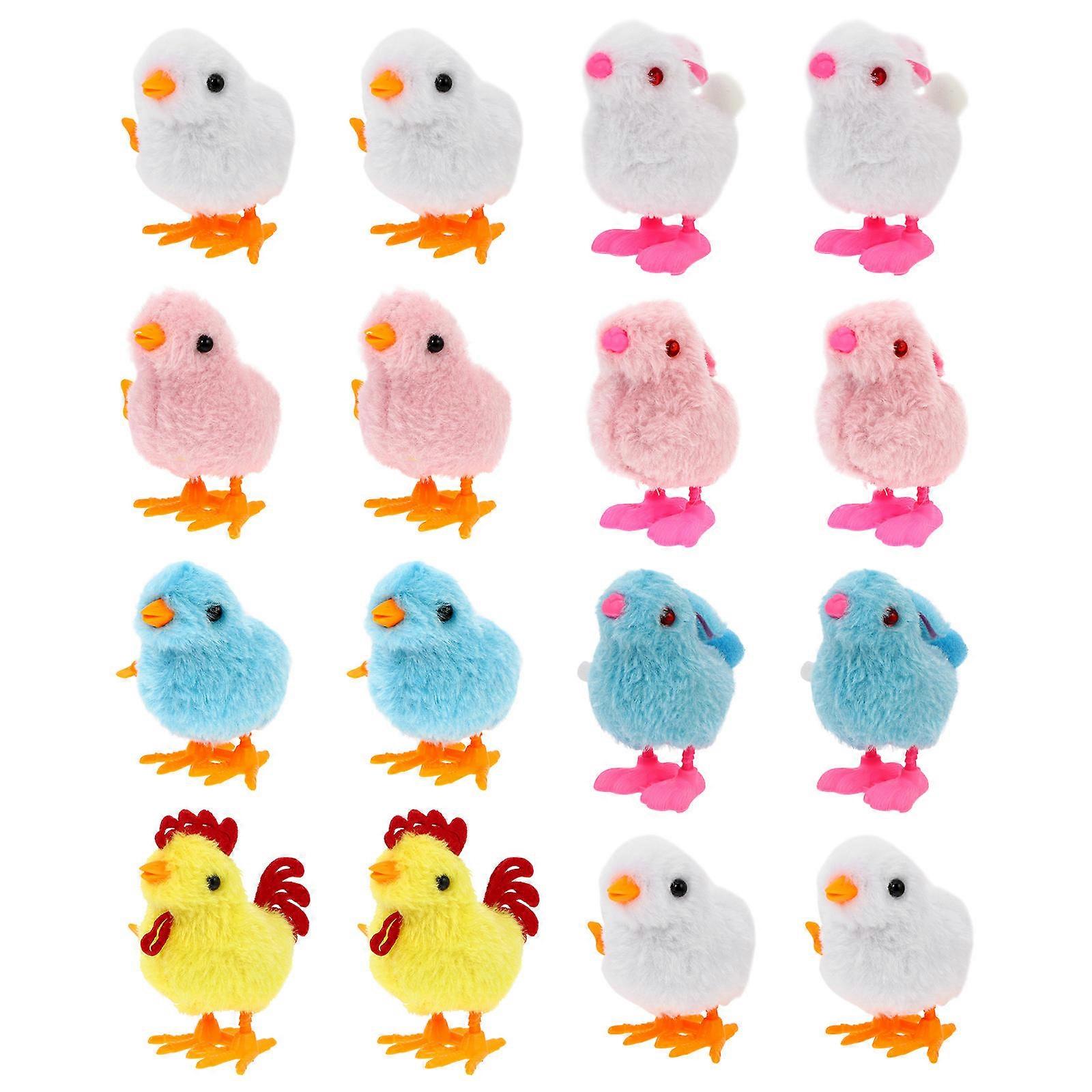 Kids Toy Manual Clockwork Mechanism Wind Up Chicken Rabbit Assorted Color 8.50x7.50x5.00CM For Easter 16Pcs