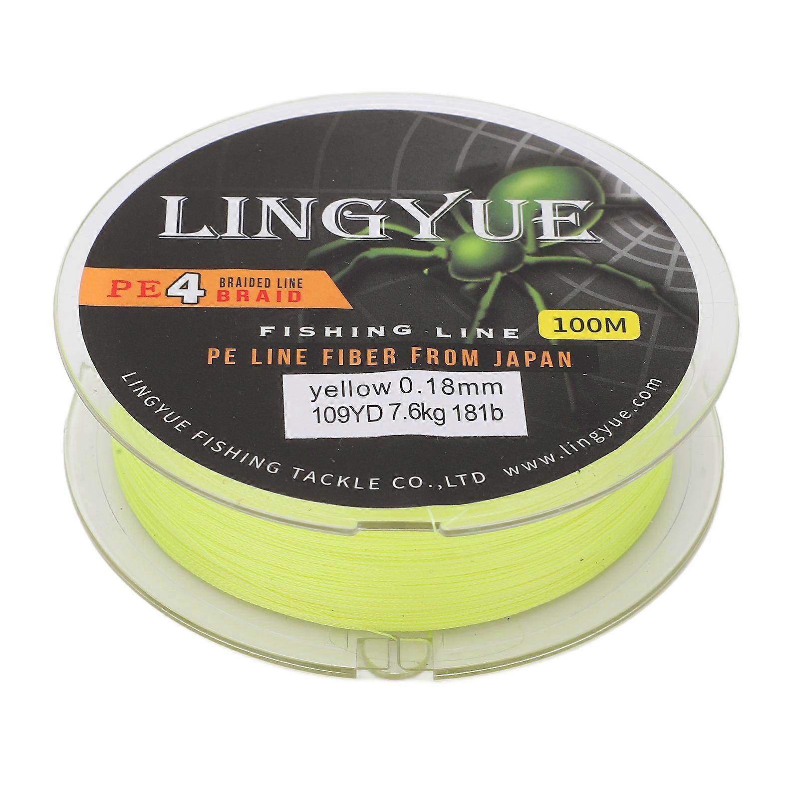 Fil de pêche tressé multicolore de 100 m, résistant à l'usure, durable, jaune 1,2