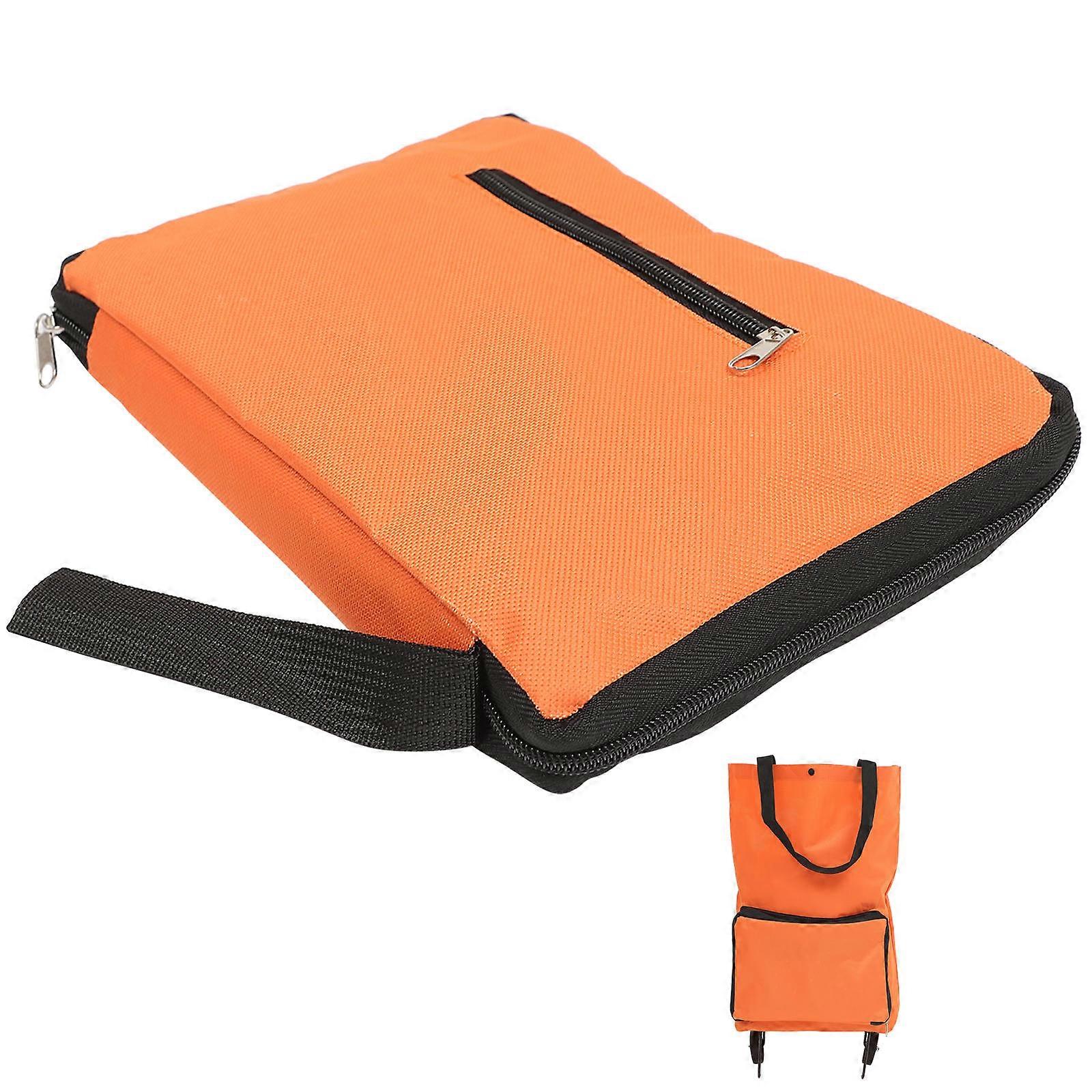 Collapsible Foldable Cart Grocery Trolley Bag Orange 48X28X18CM Large Capacity 1Pack