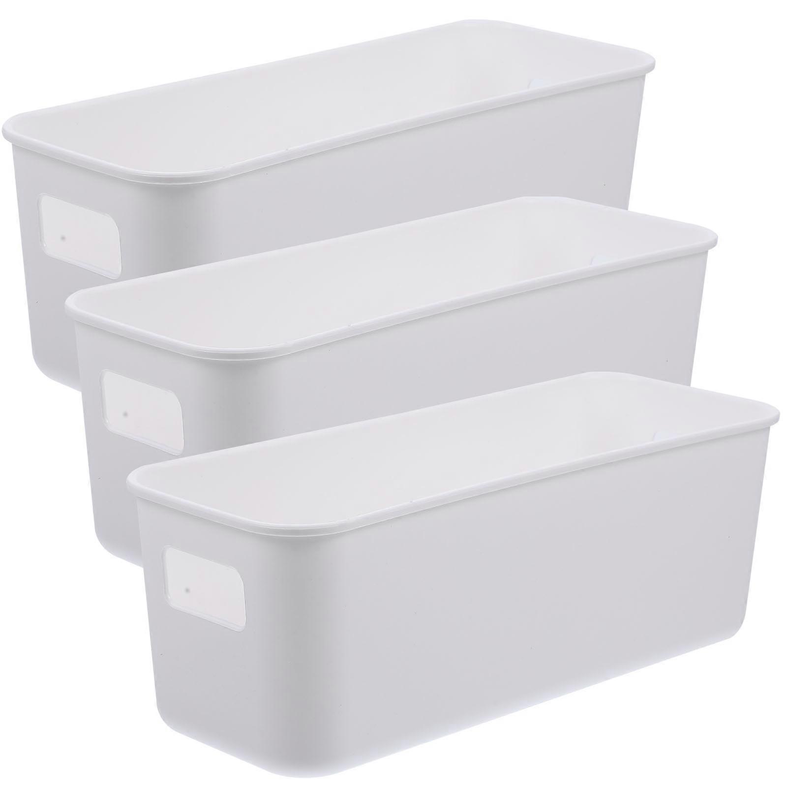Desk Storage Box For Mobile Phone And Small Items 26X9.5X9CM White Color 3Pcs
