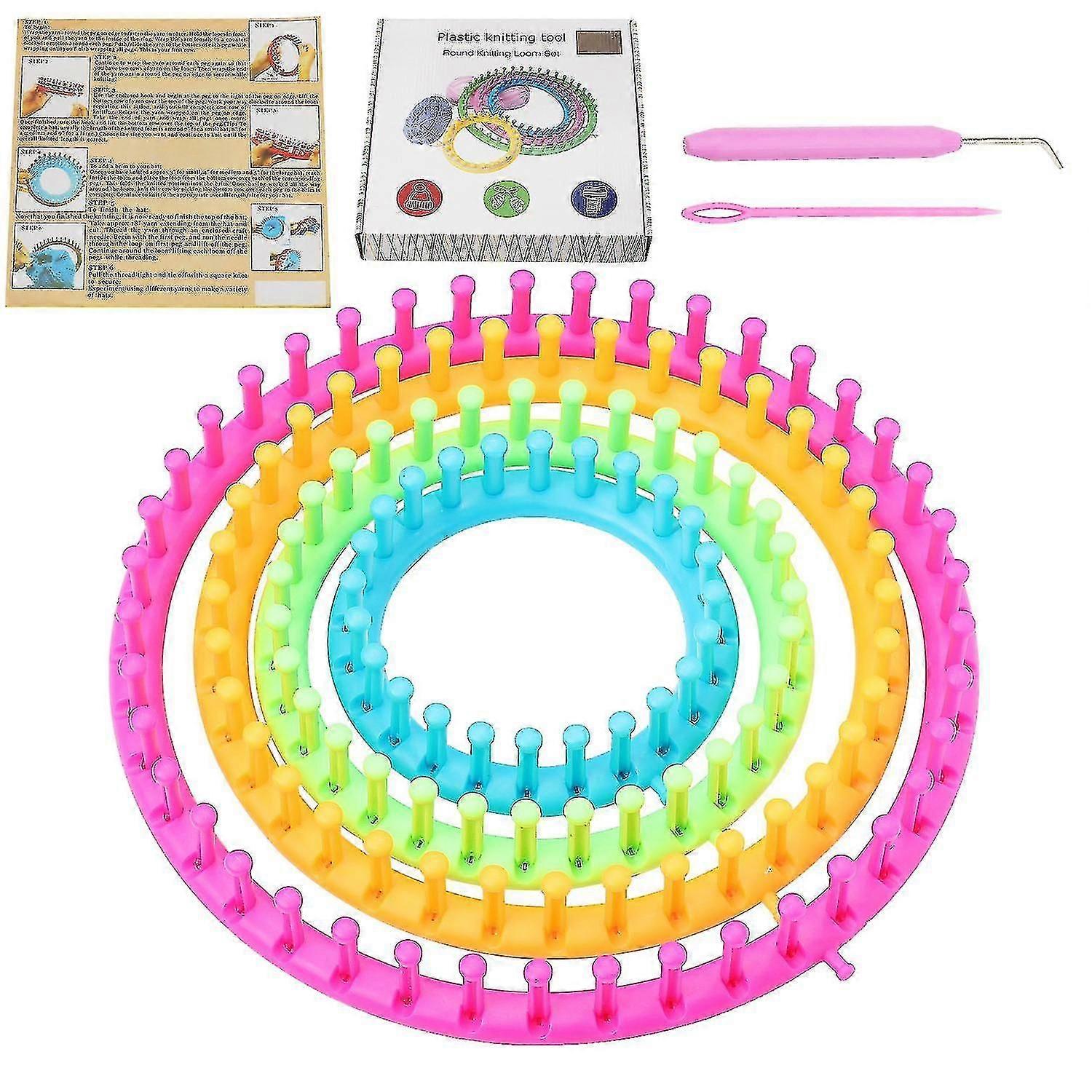 Knitting Rings Set, 4 Knitting Frames With Instructions, Knitting Set For Beginners