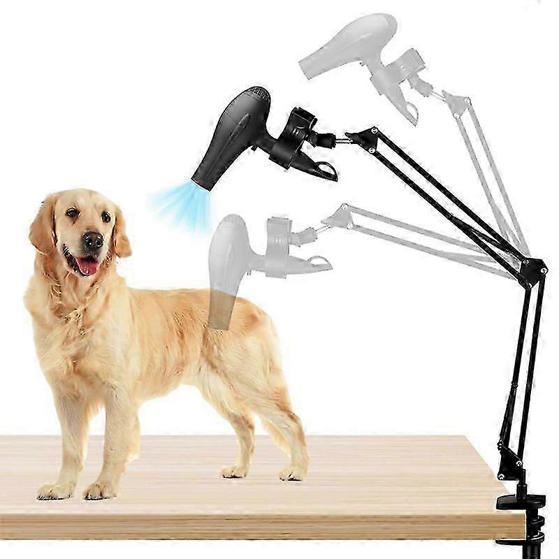 Support de sèche-cheveux pour chien, rotatif à 360°, mains libres, avec pince réglable, compatible avec la plupart des sèche-cheveux