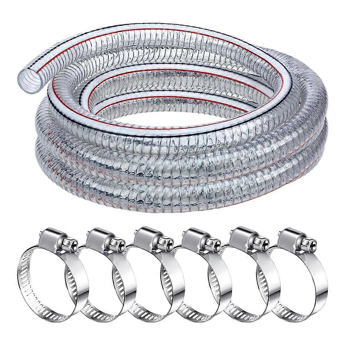 Steel Wire Flexible Tubing with Fasteners PVC High Pressure Drain Hose Tube Pond Tubing Clear Wire