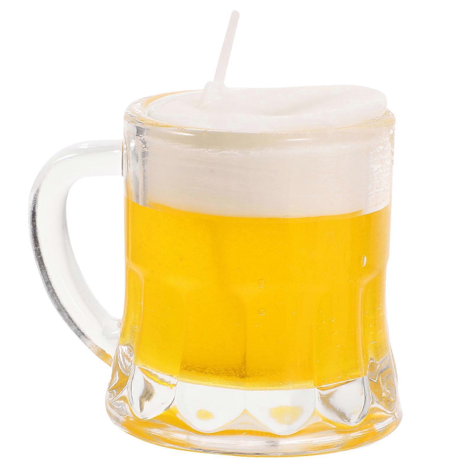 Mini Goblet Glass Beer Glass Decorative Beer Cup for Home Candle Decor 7X6.5X5.5CM Yellow Soy Wax Decorative 1Pack