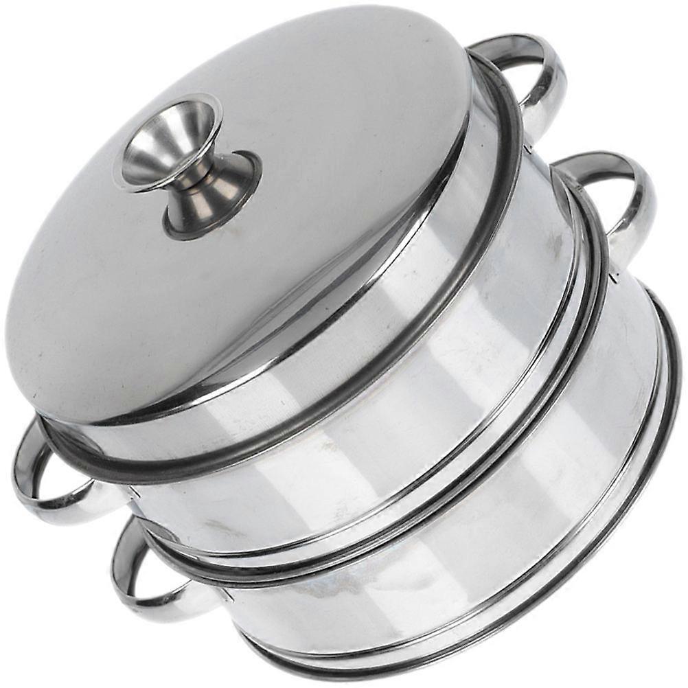 Stainless Steel Steamer Food Steamer for Home Use 2-Tier Round Shape Silver Color Steam Food 1Set