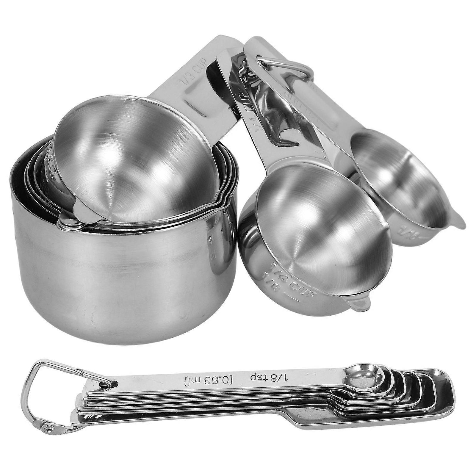 Baking Measuring Cups Spoons Set Accurate Measuring Tool Kitchen Tools 304 Stainless Steel Stackable Spout Design 1Set