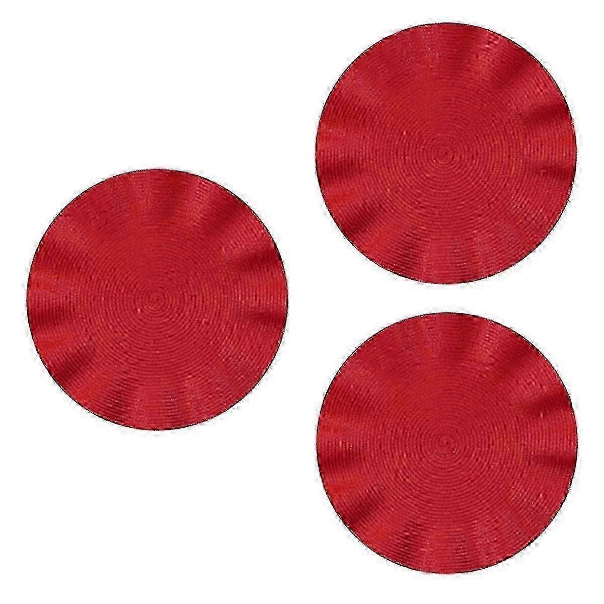 Wave Round Placemat, Round Anti-scalding Mat, Dining Table Insulation Western-style Placemat, Kitchen Table Mat,red