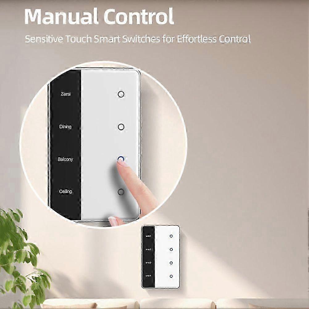 2025 Latest Model TUYA Zigbee DIY Name Switch 4 Gang Smart Touchscreen Switch US