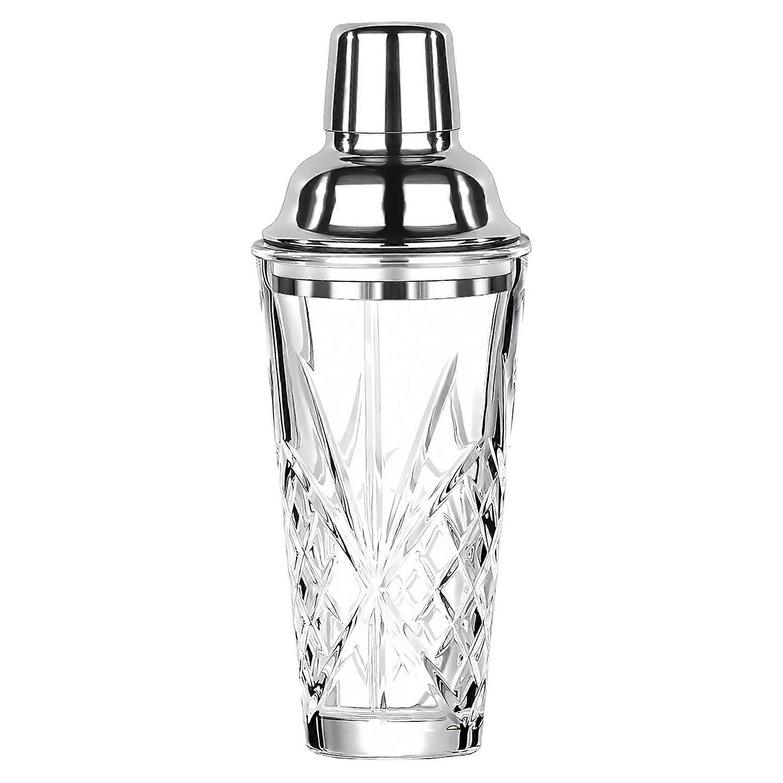 Cocktail Shaker Stainless Steel with Glass Mixer and Filter Layer, Sealed Durable Design for Home and Bar Use, Silver