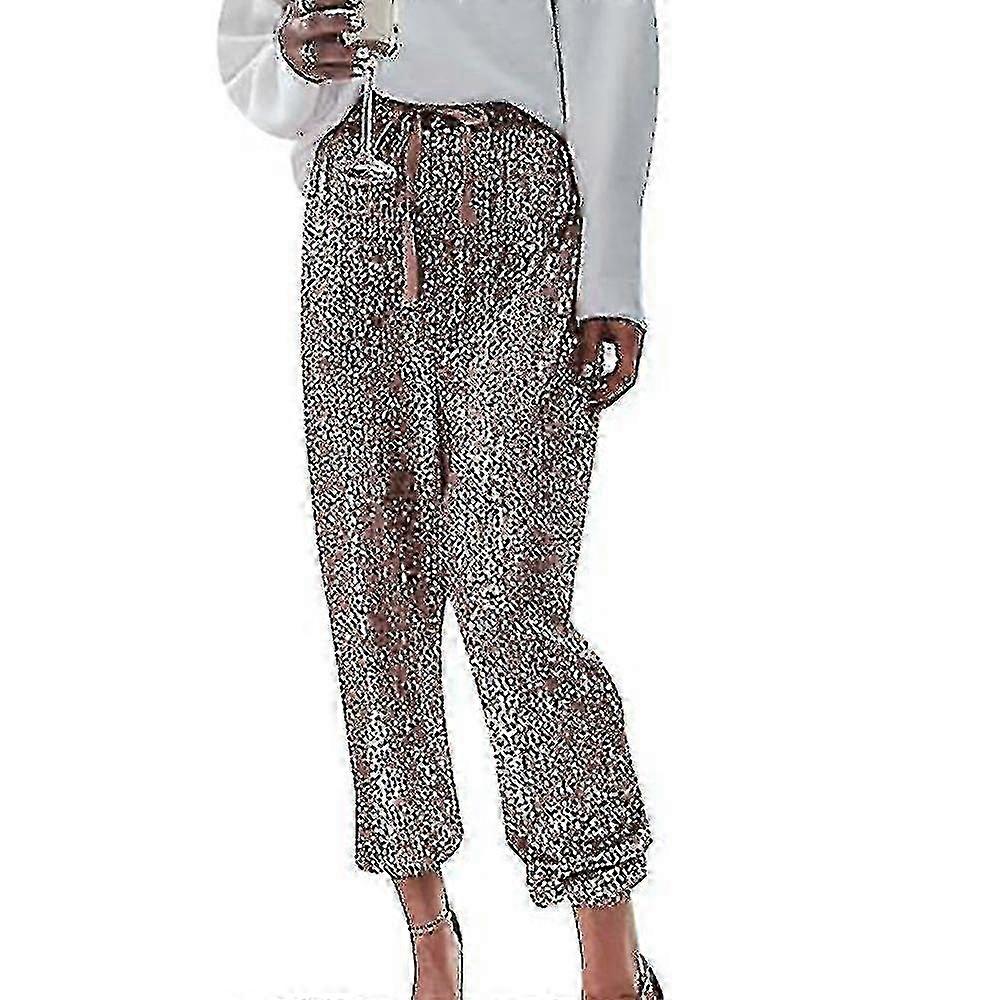 High Waist Stretchy Jogger Pants for Women with Glitter and Sequin Design, Shiny Trousers Ideal for Casual Wear