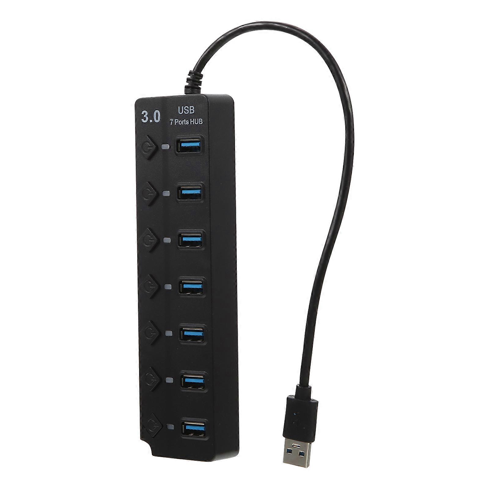 PC USB Extension Hub 7-Port Data USB 3.0 Hub Automatic Recognition for Computer Peripheral 1Set