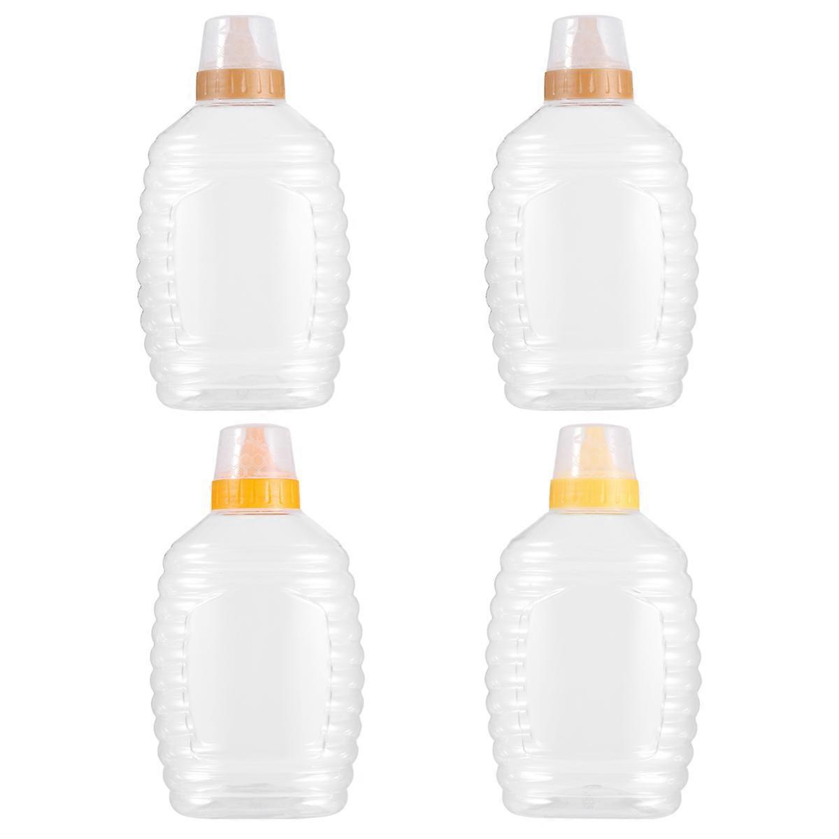 Empty Honey Bottles Transparent Storage Dispensing Square Food Container Hotels 4Pcs