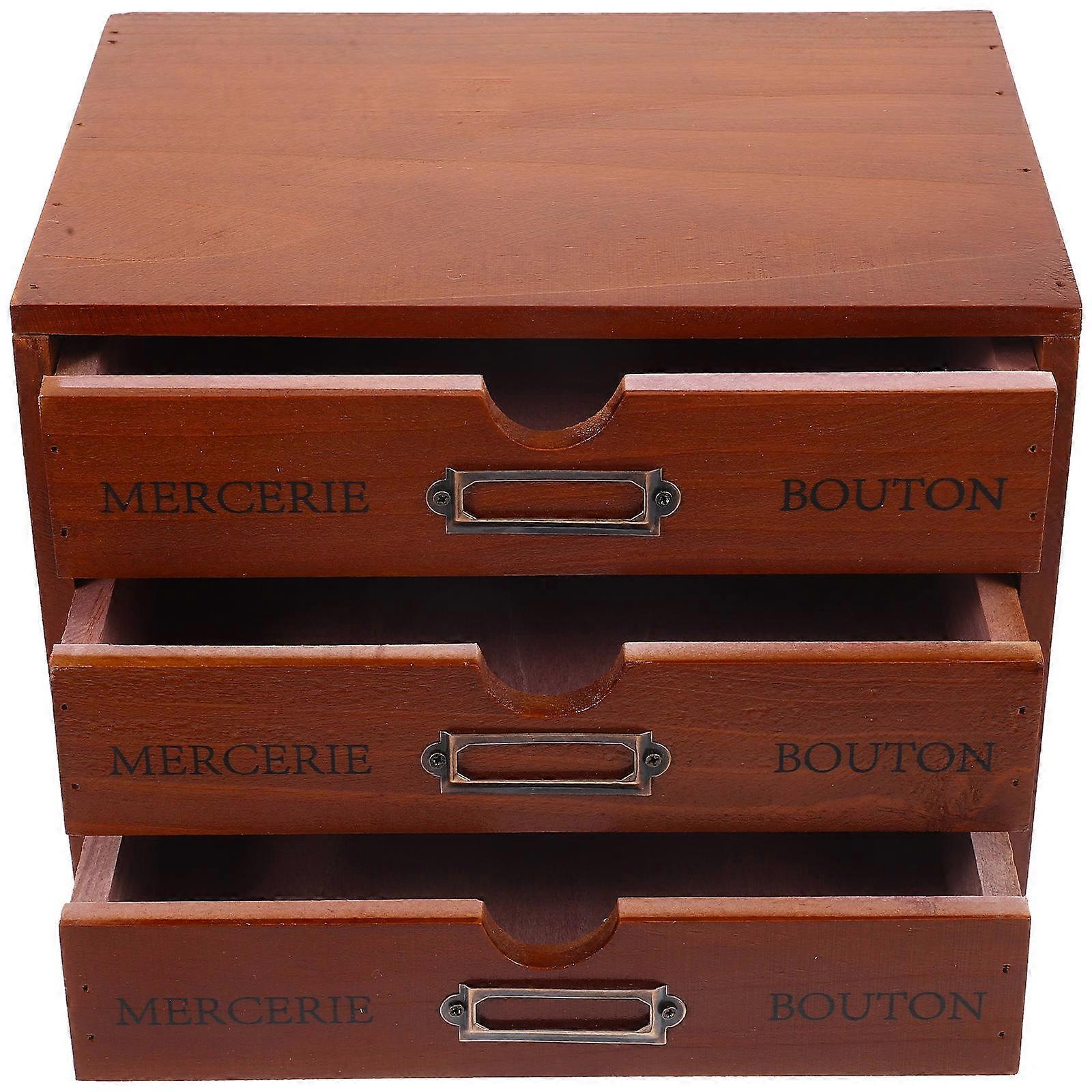 Trinket Boxes 3-Tiered Wooden Storage Box For Desktop Organization Home Use 25.00X19.00X17.50CM 1Pcs