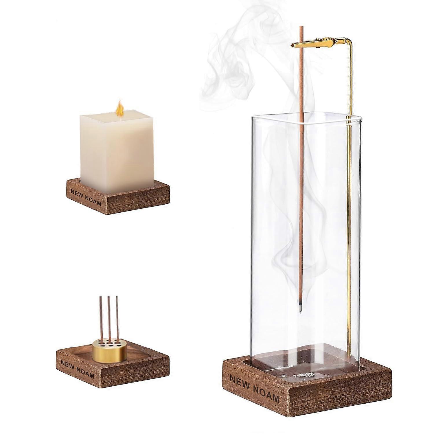 Incense Stick Holder with Removable Glass Ash Catcher