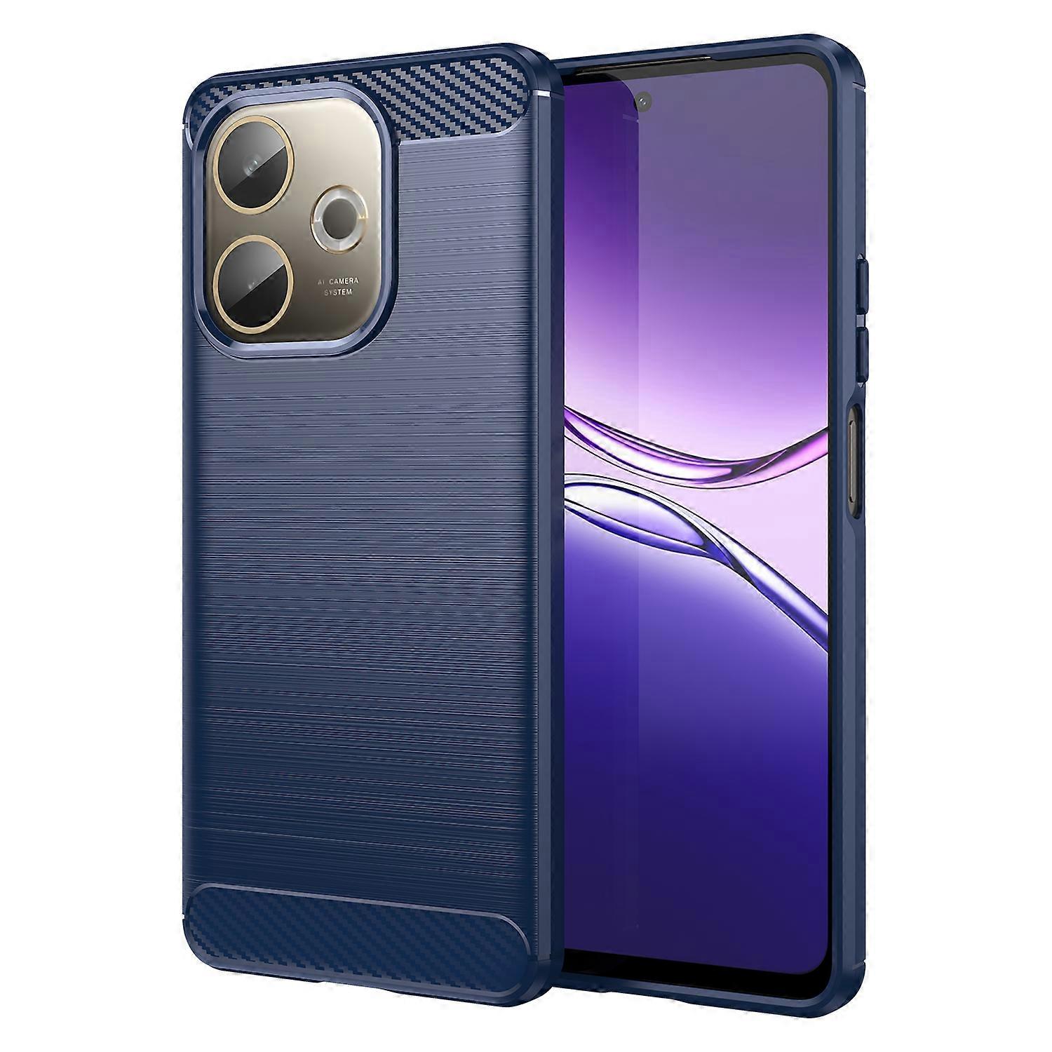 TKdaddy Oppo A5 Pro 4G (Global) 5G (Global) A5 Energy 5G (Çin) Kılıfı Koruyucu Telefon Kılıfı Karbon Fiber Doku Fırçalanmış Mavi