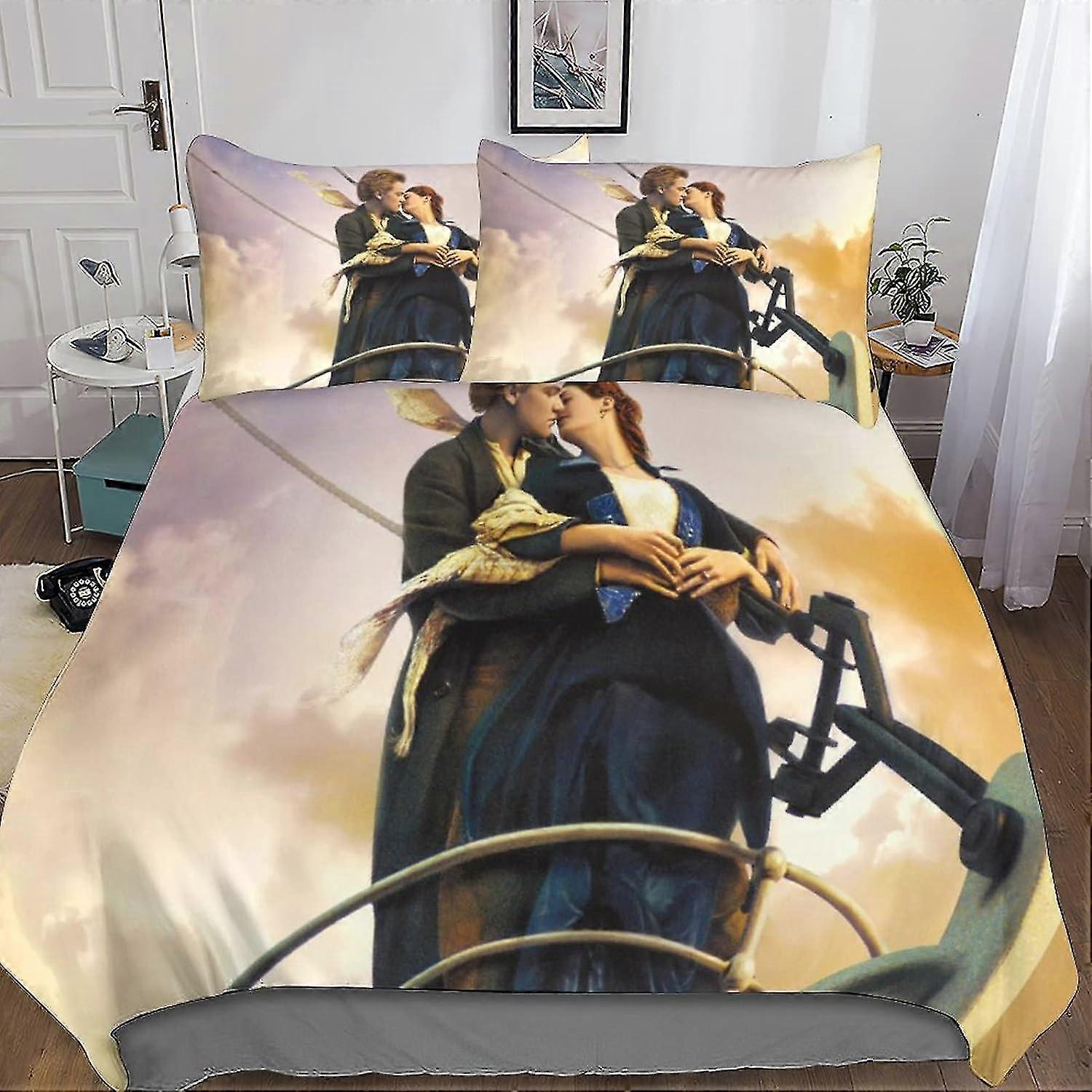3D Printed Quilt Cover Duvet Cover Set with Zipper Soft Easy Care Bedding Set with Movie Pattern and Pillow