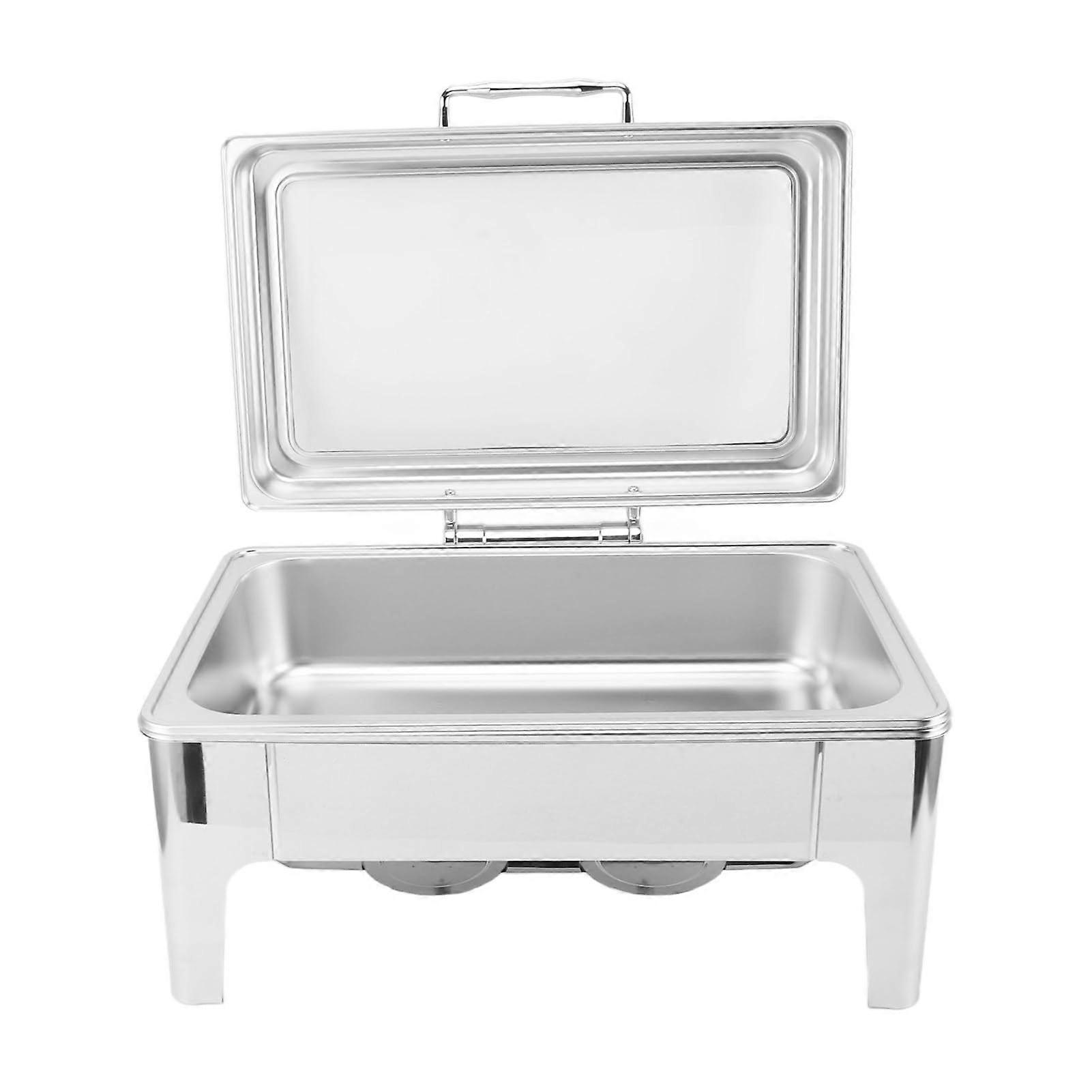 Rectangle Catering Food Warmer Set Stainless Steel Buffet Server, 9L Chafing Dish for Hotels Restaurants Parties