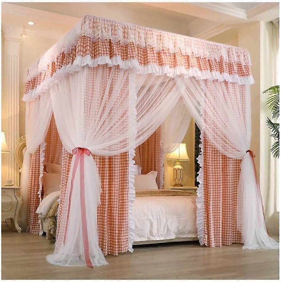 4Poster Double Bed Canopy Mosquito Net for Princess Bedroom (Color: A, Size: 150x200cm)