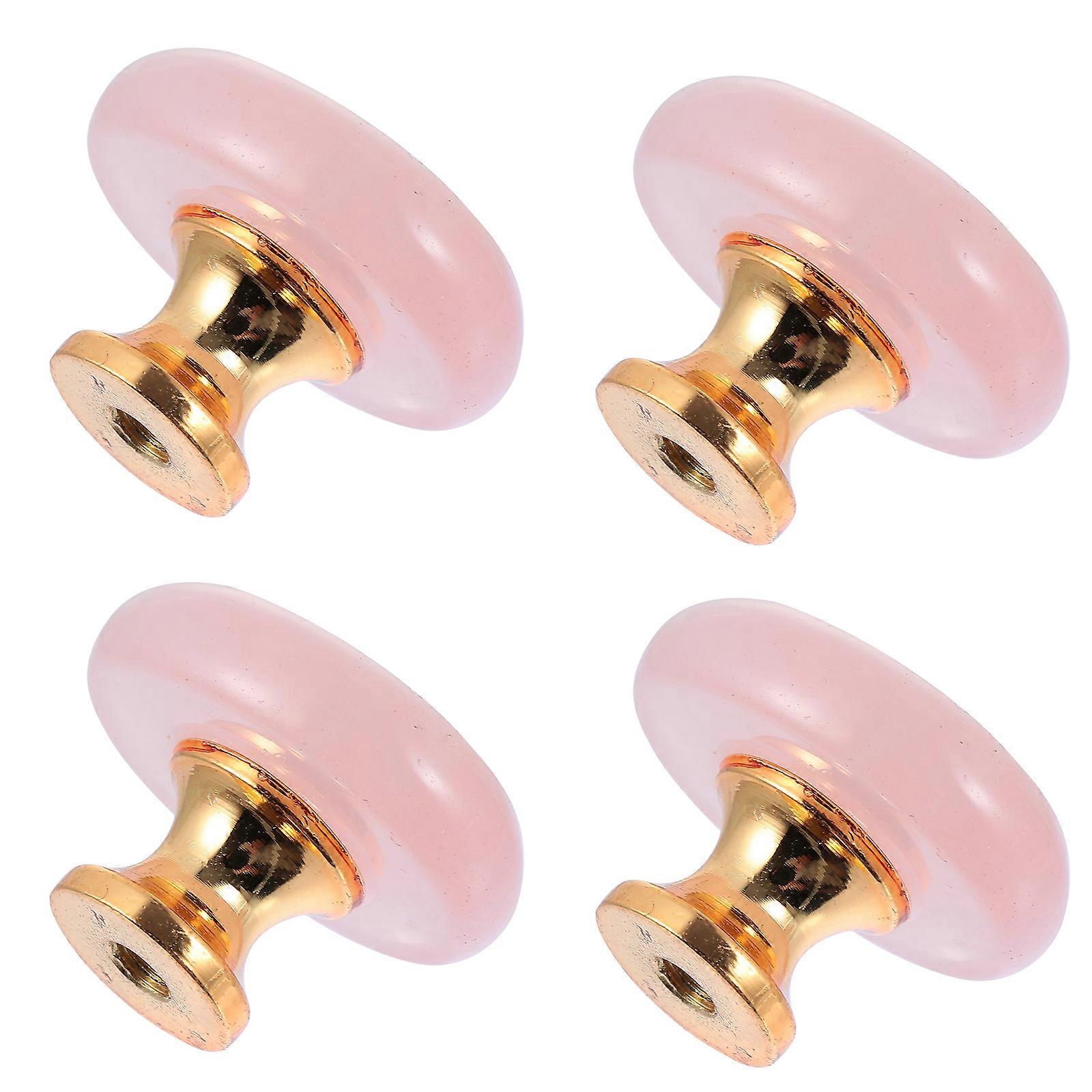 Decorative Drawer Pulls Natural Stone Handle Knobs Pink 2.5x1.5cm Furniture Upgrading 4Pack