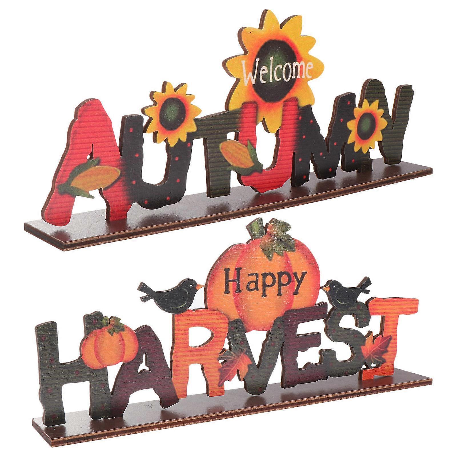 2pcs Creative Alphabet Desktop Decors Wooden Ornaments Photo Props