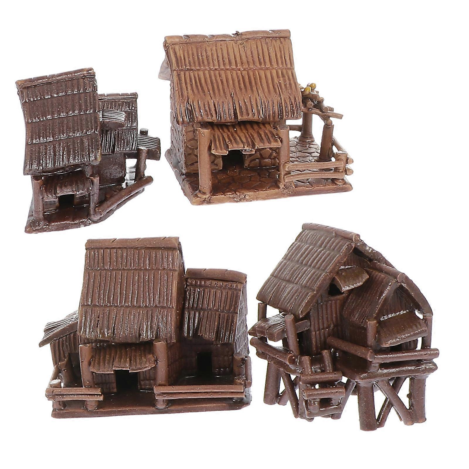 Tabletop Decor Bonsai Small House Adornment 4Pcs Style 8.3X6.5X6.5CM Ceramic