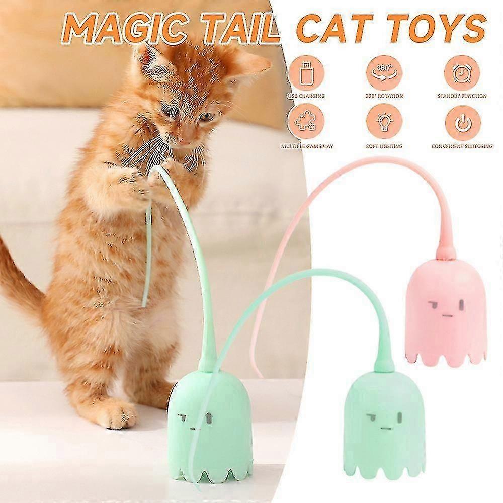 2025 Latest Model Electric Spin Magic Tail Interactive Cat Toys USB Intelligent