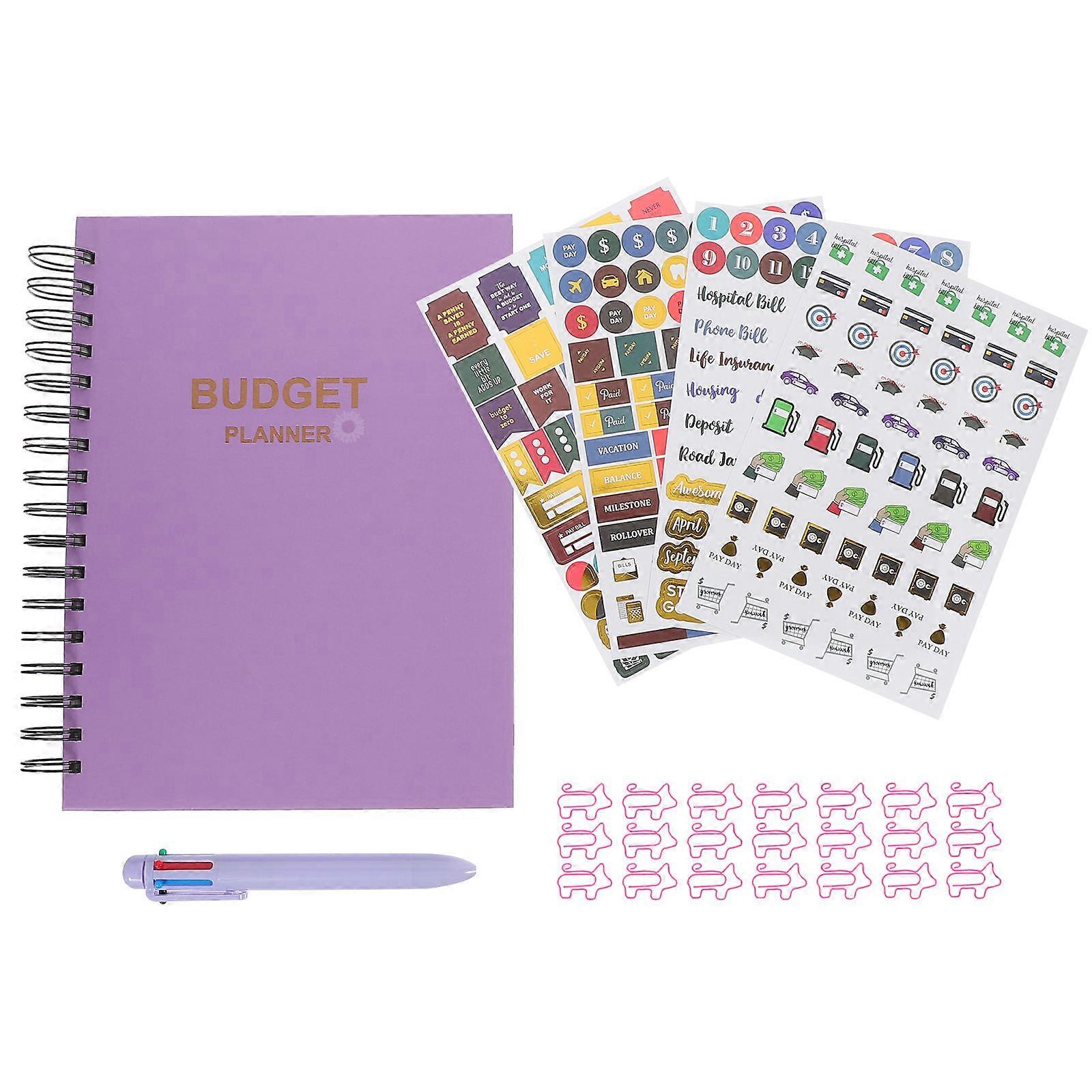 Planning Notebook Budget Organizer 24.00X17.50X2.00CM Purple Color For Daily Use Spiral Binding 1Pack