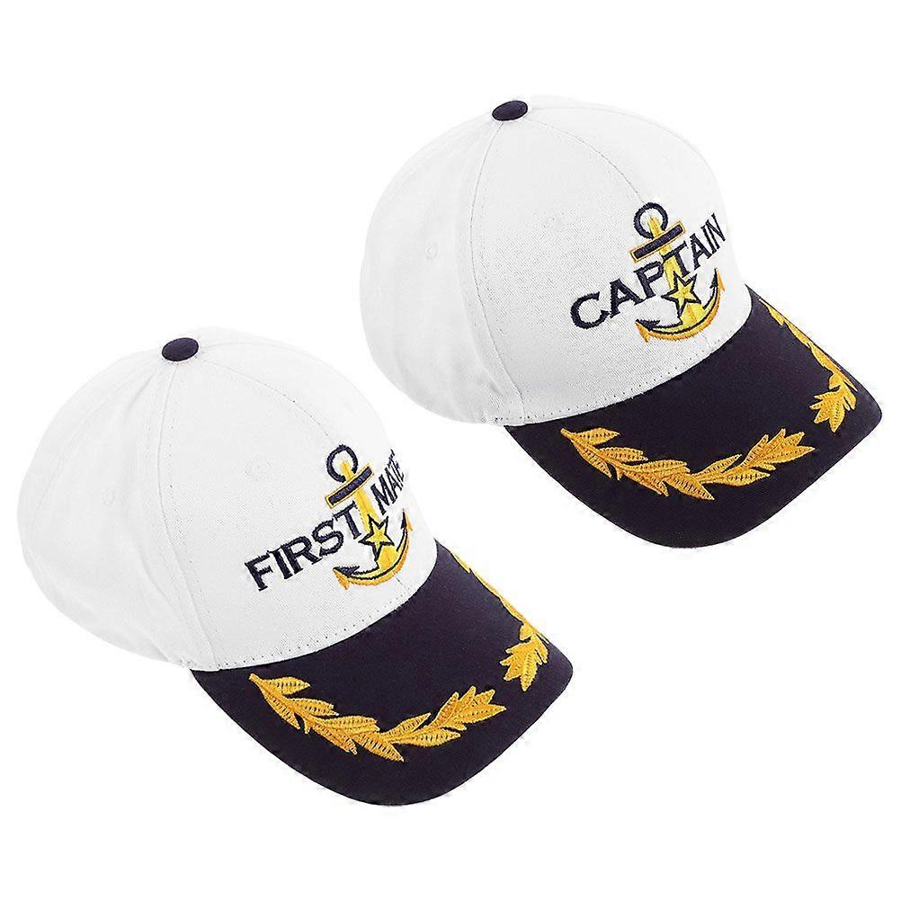 2pcs Matching Captain Boating Baseball Cap Sailor Navy Hat Decorative Captain Baseball Cap
