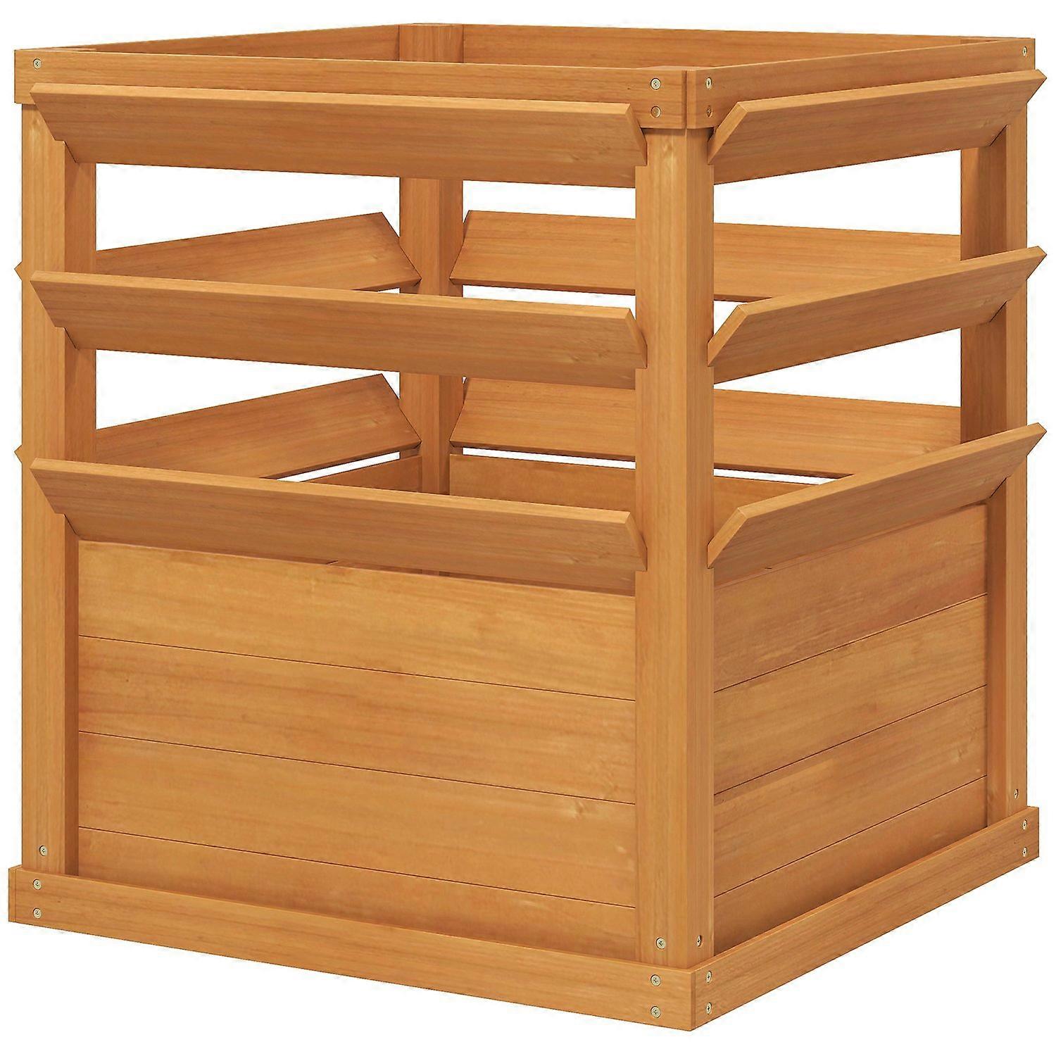 Raised bed pot with trellis, trellis pot flower box wood 65 x 65 x 60 cm caramel brown