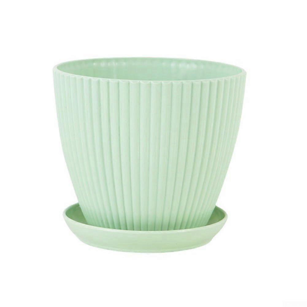 Functional Flower Pot With Drainage And Sturdy Bottom Tray For Home And Garden (Light Green)