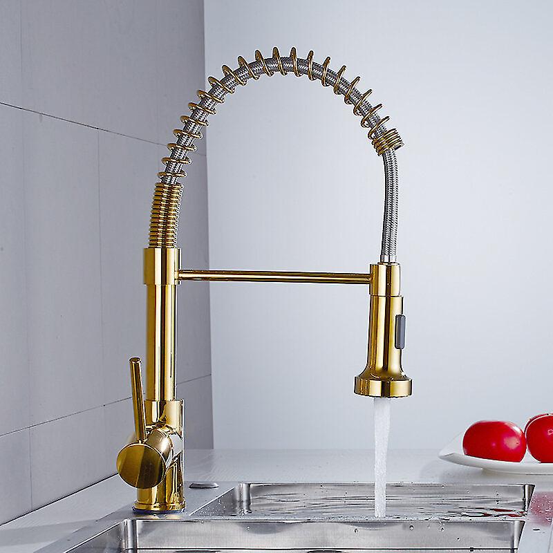 Greenzech luxury gold kitchen sink faucets brass single lever pull out
