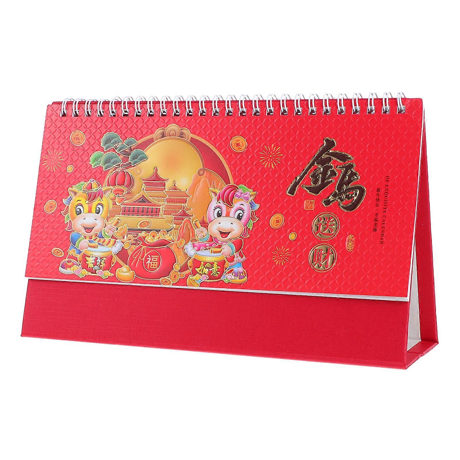 Feng Shui Standing Desk Calendar 2026 Traditional Chinese Zodiac Horse Design for Daily Planning and Auspicious Day Scheduling