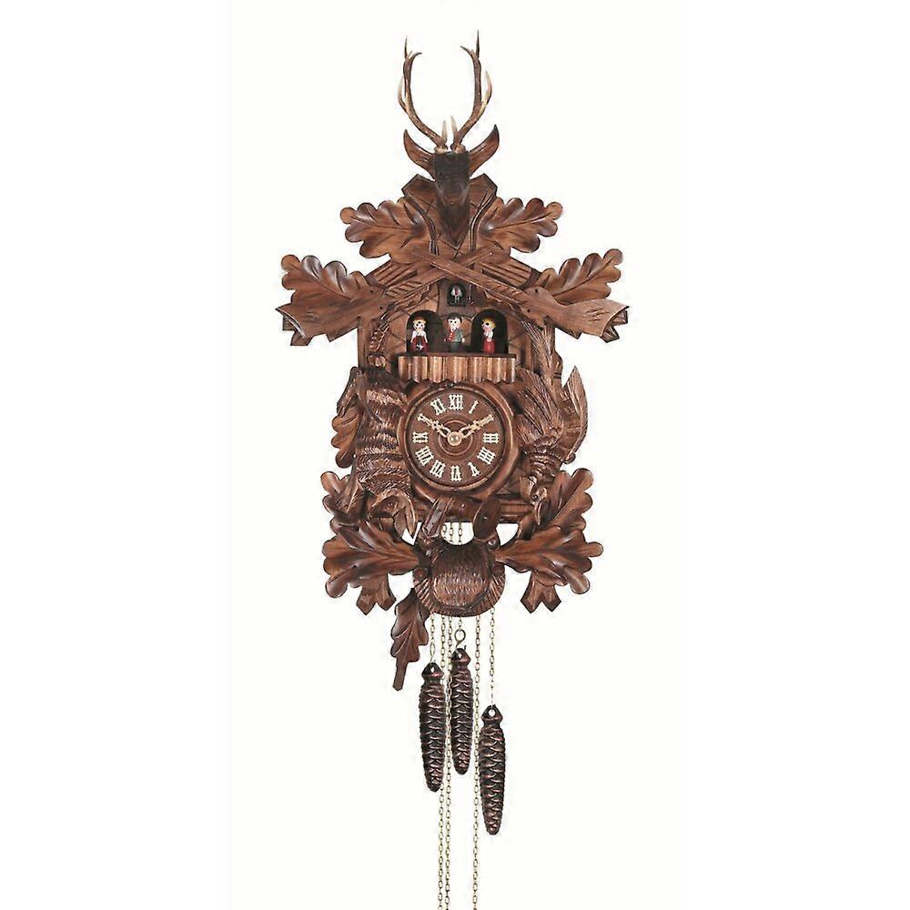 Engstler - 738/8_MT - Cuckoo Clock - 8-Day Chain Hoist - Walnut - with Music with Dancing Couple - 54 cm